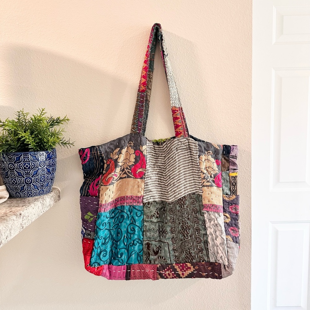 World Market Patchwork Tote Bag